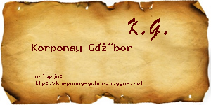 Korponay Gábor névjegykártya